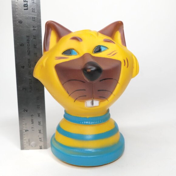 Vintage 1974 Cat In The Bag Game Piece Large Cat Head Yellow Blue by Schaper - Picture 2 of 7